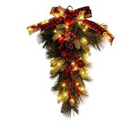 Christmas Wreath With Lights Pine Berry | Artificial Illuminated Christmas Wreath With Pine Cones And Berries, Holiday Decor For Mantel, Porch, Centerpiece, Indoor Door, Cabinet, Kitchen, Window, Fest