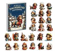 Christmass Christmas Countdown Calendar | 2D Acrylic Dachshund Design 24 Da | Chrismas Countdwn Decor For Boys Girls Kids Chdren Family Holiday Home Twenty Four Days Of Joy: This Cristmas Countown,