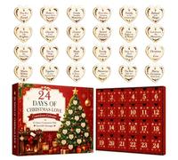 Christmass Christmas Countdown Calendar | 2D Acrylic Heart-Shaped Ornament | 24 Days Love Countdwn Caledar For Women Men Adults Home Apartment Window Fireplace Living Room Bedroom Holiday Heartwarming