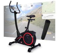 Christopeit AL 2 S Vélo d'appartement numérique, jusqu'à 150 kg, 24 niveaux de résistance, système de freinage magnétique de 9 kg, silencieux, ordinateur doux au toucher, capteurs de pouls, tapis de