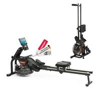 Christopeit Rameur d'eau Garda - Rameur avec résistance à l'eau pour la maison, ordinateur d'entraînement LCD, support de tablette, hauteur d'assise 37 cm, Bluetooth, cinéma peu encombrant, jusqu'à
