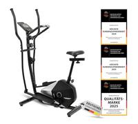 Christopeit Vélo elliptique CT 6 - vélo elliptique et vélo d'appartement 2 en 1, frein magnétique de 7 kg, 8 niveaux de résistance, capteurs de pouls manuels, support pour tablette/smartphone, jusqu'à