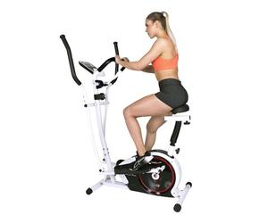 Christopeit Vélo elliptique et vélo d'appartement, 2 en 1 CT 4 avec frein magnétique de 7 kg et 8 niveaux de résistance - Entraînement silencieux, écran LCD, capteurs de pouls et support pour tablette