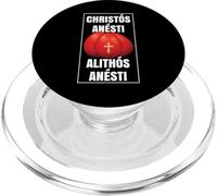 Christos Anesti Alithos Anesti Œuf Rouge chrétien orthodoxe PopSockets PopGrip pour MagSafe
