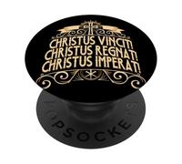 Christus Vincit Christus Regnat Laudes Messe Latine Traditionnelle PopSockets PopGrip Adhésif