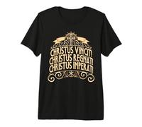 Christus Vincit Christus Regnat Laudes Messe Latine Traditionnelle T-Shirt Haut de Gamme