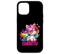 Christy Nom personnalisé Licorne colorée pour Femmes et Filles Coque pour iPhone 12/12 Pro