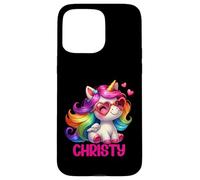 Christy Nom personnalisé Licorne colorée pour Femmes et Filles Coque pour iPhone 15 Pro Max