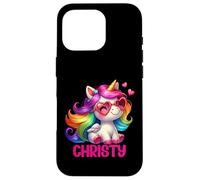 Christy Nom personnalisé Licorne colorée pour Femmes et Filles Coque pour iPhone 16 Pro