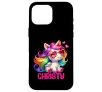 Christy Nom personnalisé Licorne colorée pour Femmes et Filles Coque pour iPhone 16 Pro Max