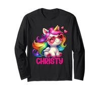 Christy Nom personnalisé Licorne colorée pour Femmes et Filles Manche Longue