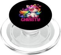 Christy Nom personnalisé Licorne colorée pour Femmes et Filles PopSockets PopGrip pour MagSafe