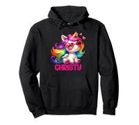 Christy Nom personnalisé Licorne colorée pour Femmes et Filles Sweat à Capuche