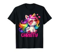 Christy Nom personnalisé Licorne colorée pour Femmes et Filles T-Shirt