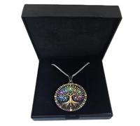 Chrizeltia Collier Arbre De Vie multicolore acier inoxydable modèle Lucioles en Relief Un bijou unique chargé d’énergie et de symbolique. Protection spirituelle
