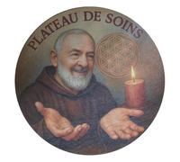 Chrizeltia Support de prière Fleur de Vie & Padre Pio - Support spirituel et énergétique - Planche d’intentions artisanale - Fabrication française Diamètre 20cm