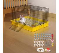 Chroavel Lot de 6 abreuvoirs bleus pour lapin, clapier à double bec à ressort, installation automatique d'hydratation en plastique, lot de 6