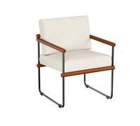 ChromaCasa Fauteuil rembourré, Fauteuil Lounge avec Structure métallique pour Salon ou Chambre à Coucher, Fauteuil de Lecture Fauteuil Individuel avec Pieds métalliques, Coton et Lin