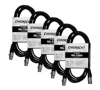 ChromaCast Lot de 5 câbles de microphone XLR pour haut-parleur ou système de sonorisation, tous conducteurs en cuivre, gaine en PVC de 6 mm, 3 m, noir