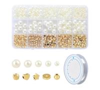CHROMACRAFT 1 Boîte De Bijoux en Fausses Perles Et 1 Rouleau De Fil De Perle, Fil De Perle Élastique, Matériaux De Bijoux DIY, des Bracelets Et des Accessoires pour Cheveux