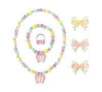 CHROMACRAFT 1 Collier, 1 Bracelet, 1 Bague Et 3 Épingles À Cheveux Papillon, Bijoux pour Filles, Bijoux Mignons, Bijoux Créatifs avec Élément Papillon