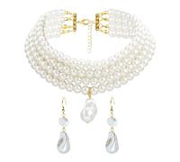 CHROMACRAFT 1 Collier De Perles Multicouches, 1 Paire De Boucles d'oreilles en Perles De Forme Spéciale, Bijoux en Perles Vintage, Bijoux en Perles De Forme Spéciale, Collier pour Femme Élé