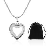CHROMACRAFT 1 Collier Pendentif Cadre Photo en Forme De Coeur Et 1 Sac De Rangement, Collier en Acier Inoxydable, Collier Créatif, Collier Commémoratif