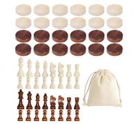 CHROMACRAFT 1 Jeu De Dames Et 1 Jeu De Pièces D'Échecs avec 1 Sac De Rangement, Pièces D'Échecs en Bois, Jeu De Société, Jeu Interactif