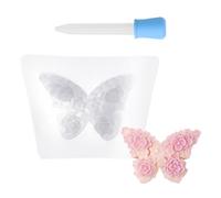CHROMACRAFT 1 Moule en Silicone Fleur Papillon, 1 Goutteur en Silicone, Moule De Bougeoir Tridimensionnel, Moule De Moulage, Moule De Style DIY, Moule De Bougeoir Créatif.