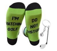 CHROMACRAFT 1 Paire De Chaussettes De Golf Et 1 Porte-Clés De Golf, Cadeaux Sur Le Thème Du Golf, Chaussettes Amusantes, Chaussettes Créatives