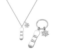 CHROMACRAFT 1 Porte-Clés De Snowboard Et 1 Collier De Snowboard, Bijoux De Style Créatif, Bijoux Intéressants, Bijoux en Métal