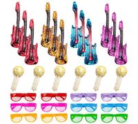 CHROMACRAFT 12 Ballons De Guitare, 12 Ballons De Microphone Et 12 Lunettes Amusantes, Ballons Créatifs, Décorations De Fête, Accessoires Photo De Fête