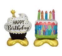 CHROMACRAFT 2 Morceaux De Ballons À Gâteau Tridimensionnels De Dessin Animé, Ballons Joyeux Anniversaire en Film D'Aluminium, Jouets Gonflables pour Enfants.