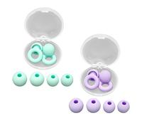 CHROMACRAFT 2 Paires De Bouchons D'Oreilles En Silicone Violet Et Vert, Anti-Bruit, Réutilisables, Avec 2 Boîtes De Rangement