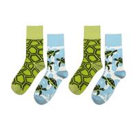 CHROMACRAFT 2 Paires De Chaussettes Tortue, Chaussettes En Coton Confortables Et Respirantes, Chaussettes Mode Personnalisées, Unisexes, Chaussettes Asymétriques Créatives, Chaussettes Intéressantes
