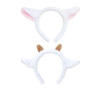 CHROMACRAFT 2 Pièces Bandeaux d'oreilles De Mouton, Bandeaux en Peluche Mignons, Bandeaux d'oreilles d'animaux pour Femmes, Bandeaux De Lavage du Visage, Décorations De Cheveux Créatives