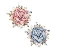 CHROMACRAFT 2 Pièces Broche Fleur en Cristal, Broche Fleur en Tissu, Broche Femme, Broche Rose Élée, Épingle De Robe Exquise, Broche De Robe, Épingle D'Accessoire De Mode