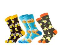CHROMACRAFT 3 Paires De Chaussettes Imprimé Bière, Chaussettes Créatives, Chaussettes Rigolotes, Chaussettes Mollet Pour Homme, Chaussettes En Coton Douces Et Confortables