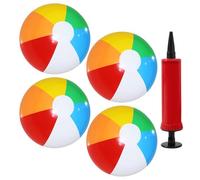 CHROMACRAFT 4 Balles De Plage À Six Couleurs, 1 Mini Pompe, Ballons Gonflables pour Piscine, Jouets Aquatiques pour Enfants, Pompe À Pousser Portable.