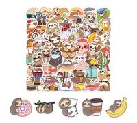 CHROMACRAFT 5 Broches en Forme De Paresseux Et 50 Autocollants avec Le Même Thème, Badges d'animaux Mignons, Décoration De Sac À Dos De Sac D'École, Coffret Cadeau Créatif.