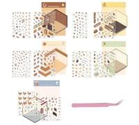 CHROMACRAFT 5 Ensembles D'Autocollants De Scène 3D, 1 Pince À Épiler Rose, Autocollants De Maison 3D DIY, Autocollants De Compte De Scène, Décoration D'Autocollants Créative