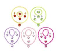 CHROMACRAFT 5 Ensembles De Bijoux pour Filles, Bijoux en Diamant en Résine, Bijoux Mignons, Bijoux Pendentif Cœur, Accessoires Vestimentaires