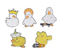 CHROMACRAFT 5 Pièces Broches De Canard De Dessin Animé, Jaune/Blanc, Broches Mignonnes Et Drôles, Accessoires Vestimentaires