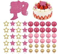 CHROMACRAFT 51 Pièces De Décoration De Gâteau pour Filles, Décorations De Gâteau Joyeux Anniversaire Pailletées, Décorations De Fête d'anniversaire pour Filles