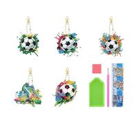 CHROMACRAFT 5Pcs Porte-Clés De Peinture De Diamant De Football, Pendentif De Football De Peinture De Diamant Coloré, Décoration d'art De Peinture De Diamant, Kit De Peinture De Diamant De Bricolage