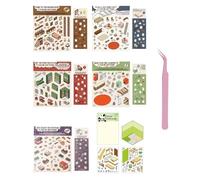 CHROMACRAFT 6 Ensembles De Mini Autocollants De Scène, 1 Pince À Épiler, Autocollants De Scène 3D, Autocollants De Décoration De Maison 3D DIY, Décoration D'Autocollant De Cahier Créatif