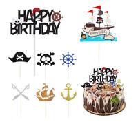 CHROMACRAFT 8 Pièces Plug-Ins d'anniversaire sur Le Thème des Pirates, Plug-Ins De Gâteaux Créatifs, Décorations De Gâteaux, Plug-Ins De Gâteaux pour Enfants