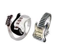 CHROMACRAFT Bague en Forme De Guitare 2 Pièces, D'Éléments De Musique Rock, Réglable, Punk, Personnalité À La Mode