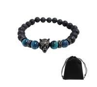CHROMACRAFT Bracelet Élément Loup 1 Pièce Et Sac À Bijoux 1 Pièce, Bracelet De Personnalité De Mode, Bracelet De Perles, Bracelet pour Hommes, Bracelet Cadeau