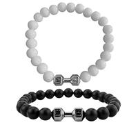 CHROMACRAFT Bracelets De Perles D'Haltères 2 Pièces, Bracelets De Personnalité À La Mode, Bracelets Élastiques, Bracelets D'Éléments De Fitness, Bracelets Cadeaux